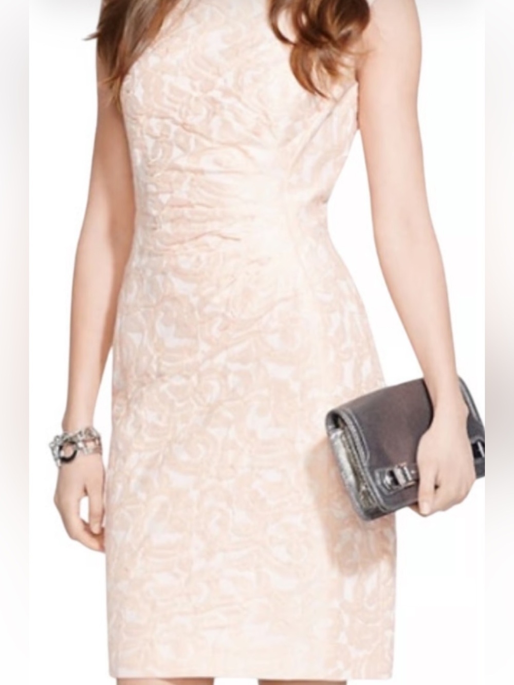 Lauren Ralph Lauren Blush Pink Textured Sheath Dress Sz 12